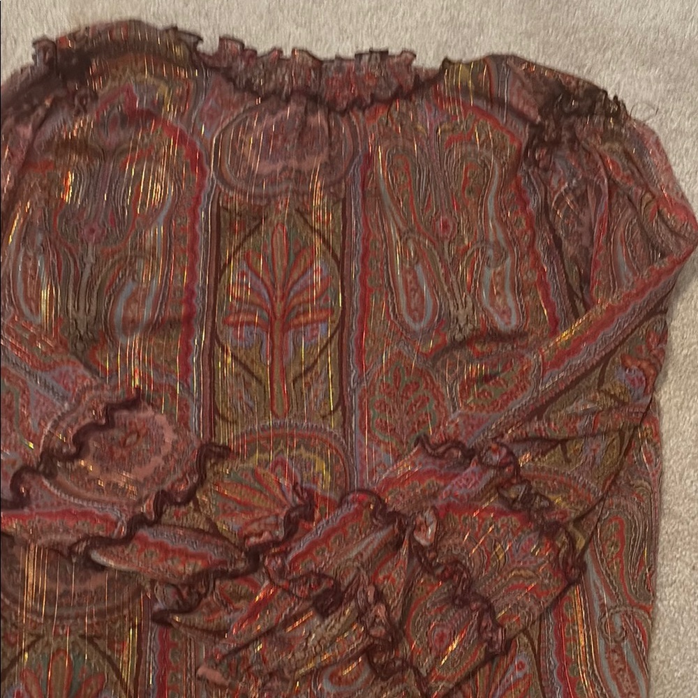 Bohemian Paisley Ruffle Blouse